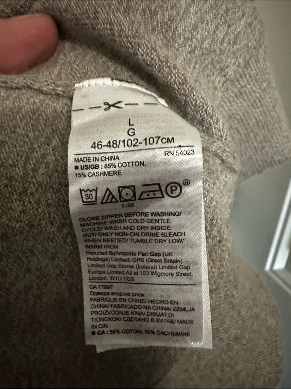 Banana Republic Cashmere Blend Gray Half-Zip Mock Neck Sweater